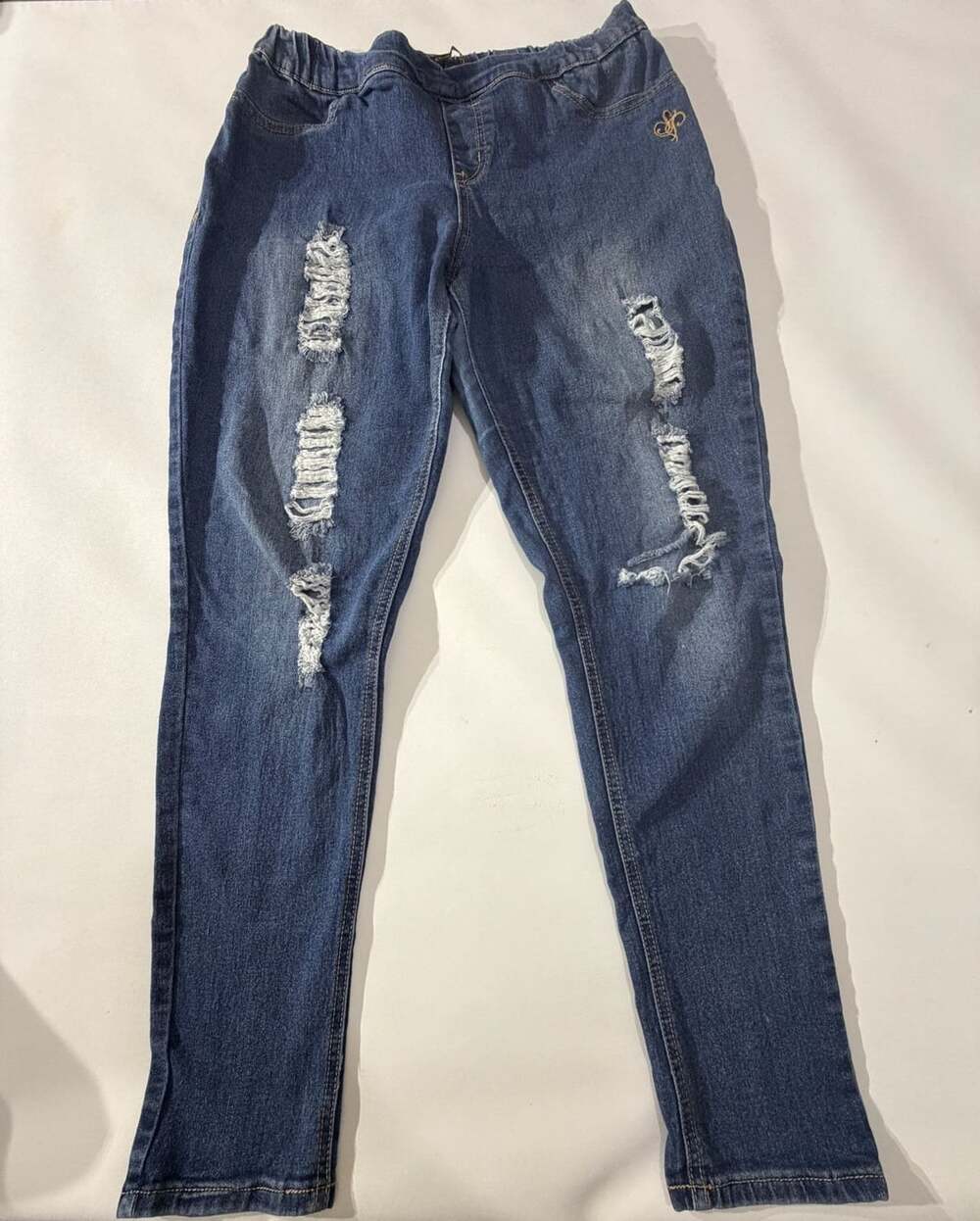 Southpole Jeans Co Womens L Distressed Ripped Skinny Jeans Blue Elastic